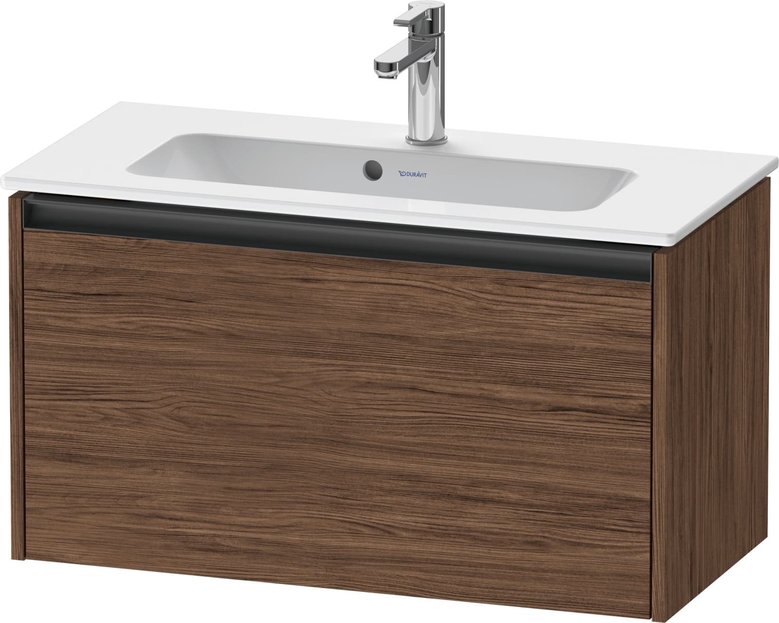 Duravit Ketho.2 Wastafelonderbouw hangend, compact, Noten donker Mat, rechthoekig, aantal grote lades: 1 – K25056021210000