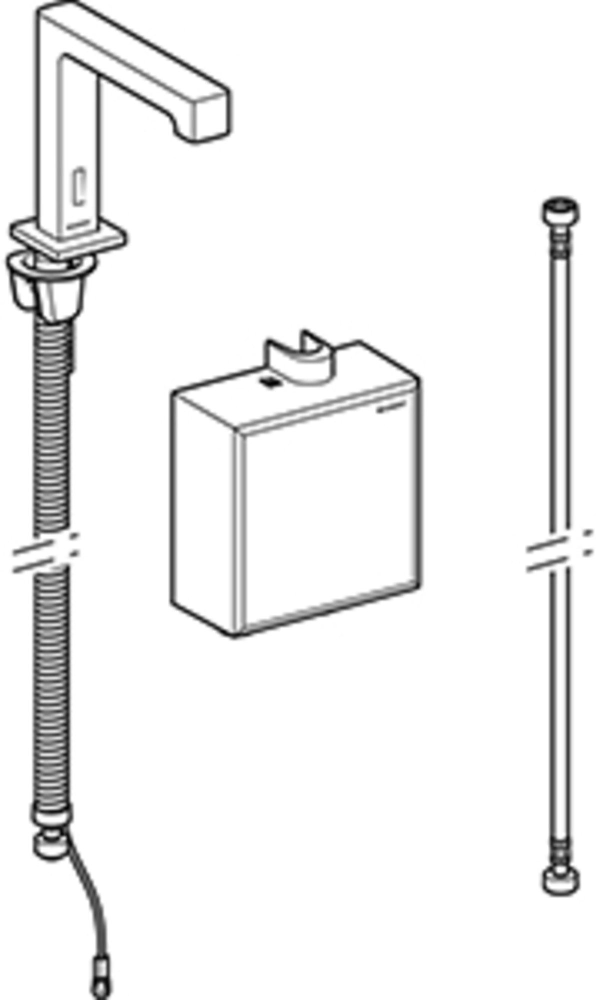Geberit Brenta wastafelkraan, generator,opb-functiebox: rvs look / geb