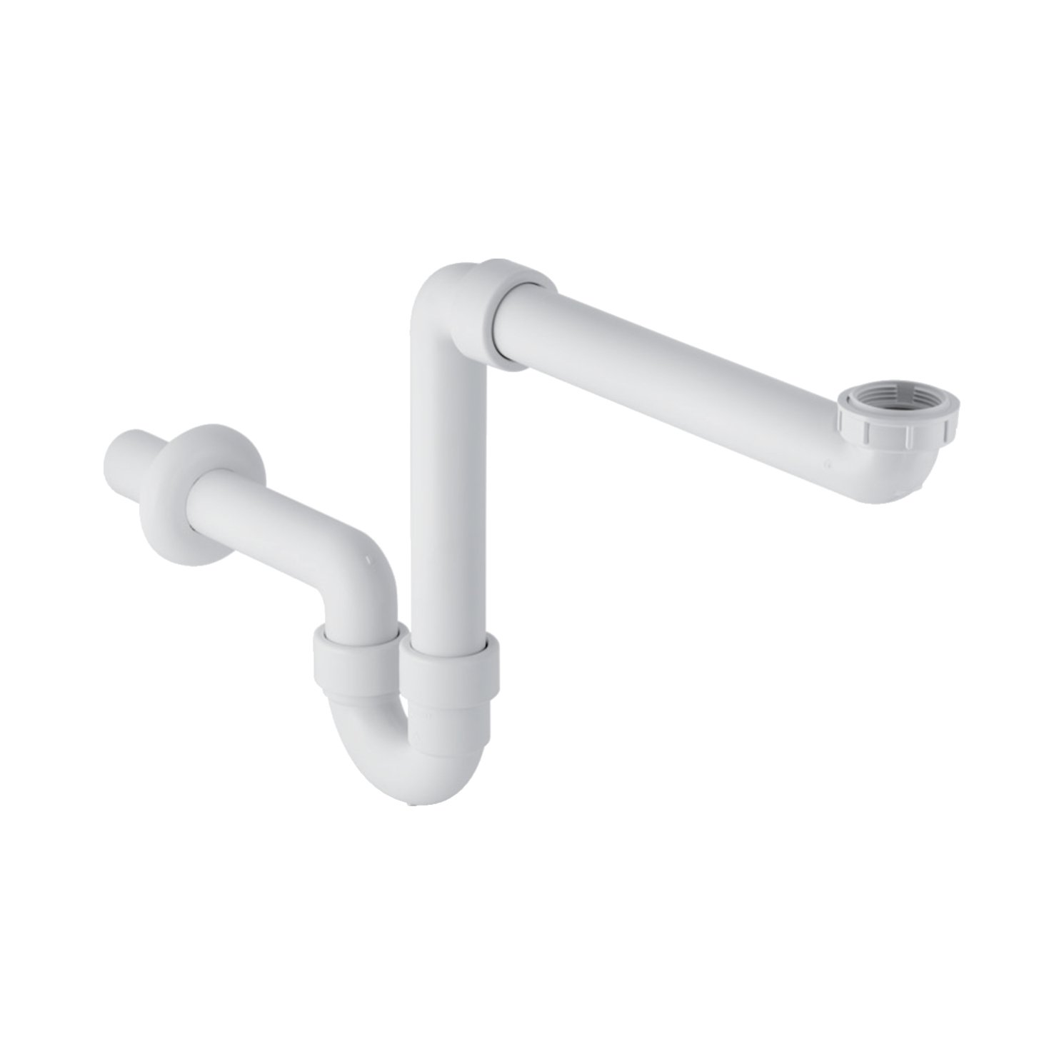 GEBERIT BUISSIFON - VOOR WASTAFEL - PLAATSBESPAREND - AFVOER HORIZONTAAL - 5/4"X 6/4" - D 40MM - KUNSTSTOF - WIT