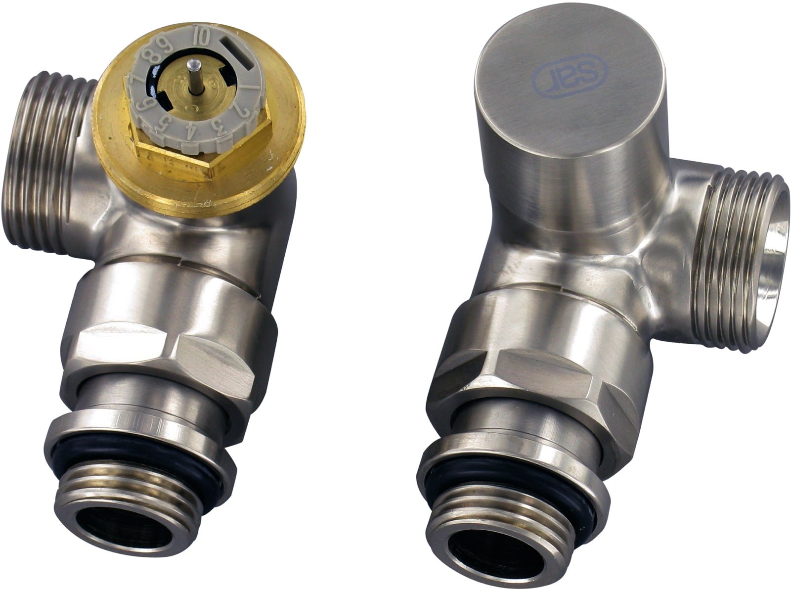 Comap Design thermostatische set Chroom, Dubbel Haaks. Set bestaande uit thermostatische radiatorkraan + voetventiel