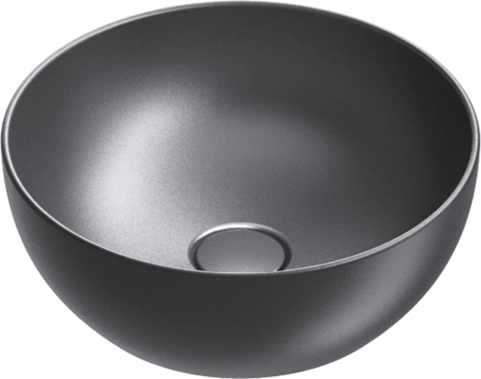 Catalano Elice rond waskom, antibacterieel, zonder overloop. 40 cm dia er, h15 cm. Mat zwart