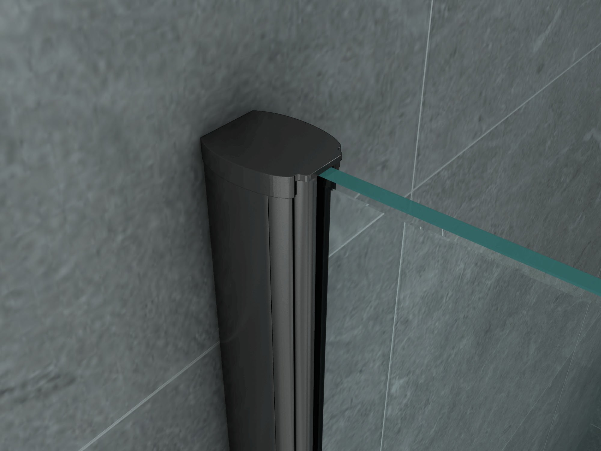 ALONI DOUCHECABINE - SCHUIFDEUR EN ZIJWAND - 900 X 1200 X 1950MM - MAT ZWART - HELDER GLAS thumbnail 3