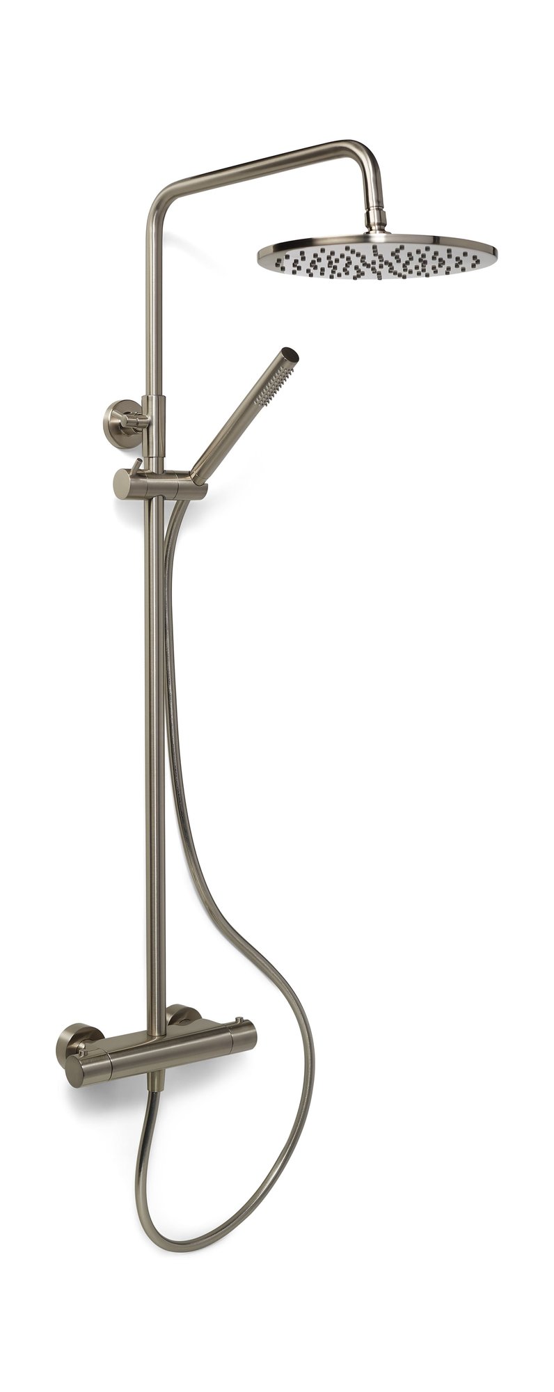 Blue Label Brondby douchesysteem in hoogte verstelbaar, thermostatisch, messing hoofddouche 25cm, geborsteld nikkel thumbnail 5