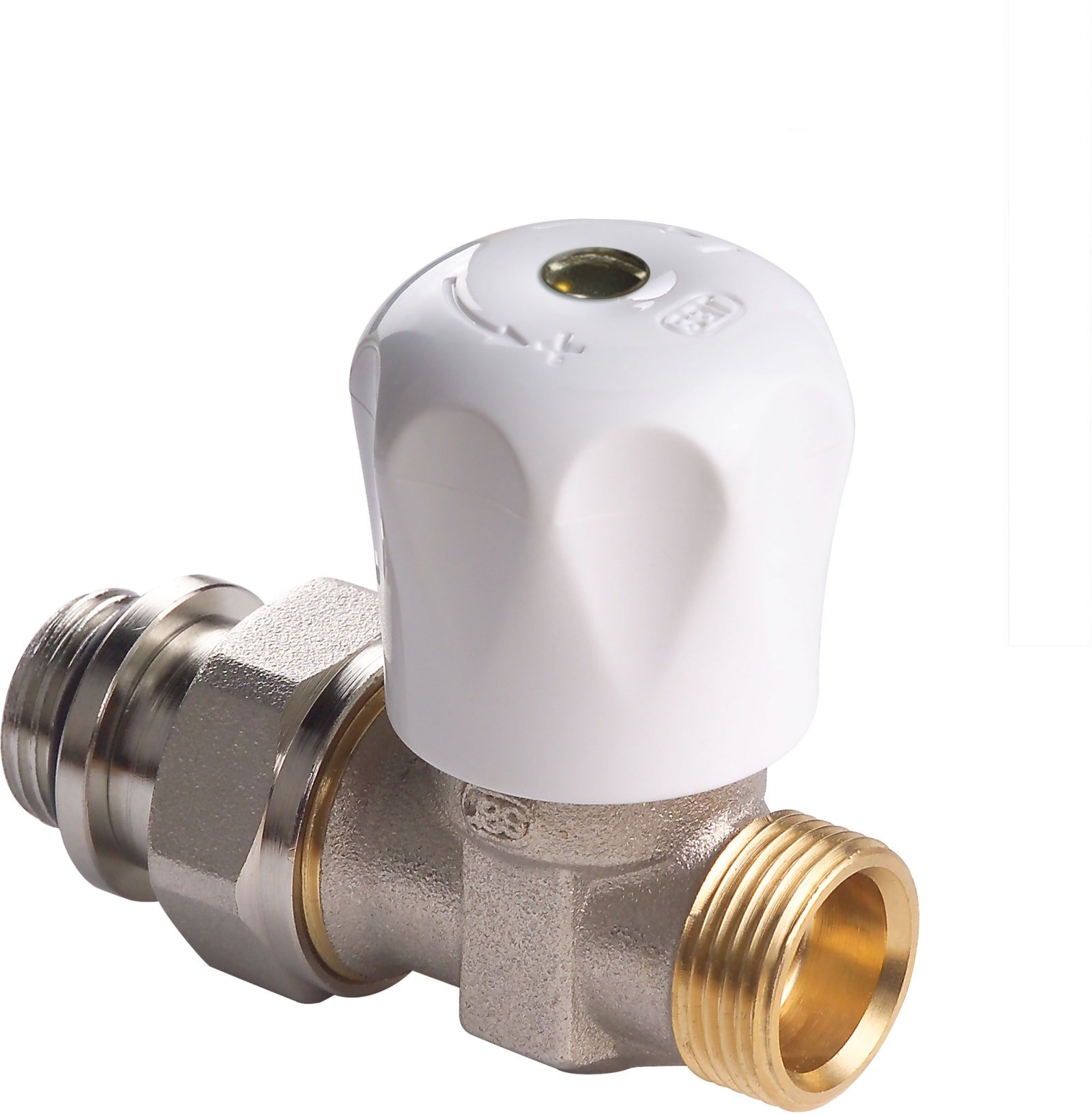 Comap UniverSAR handbediende radiatorkraan type R449RE. 1/2" Recht M30. Buisaansluiting M22 buitendraad. Lage Kv-waarde