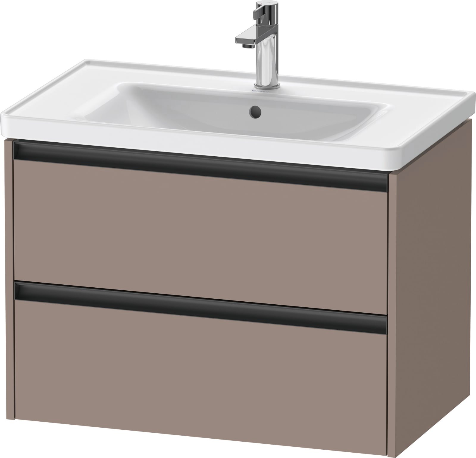 Duravit Ketho.2 Wastafelonderbouw hangend, Basalt Mat, rechthoekig, aantal kleine lades: 2 – K25283043430000