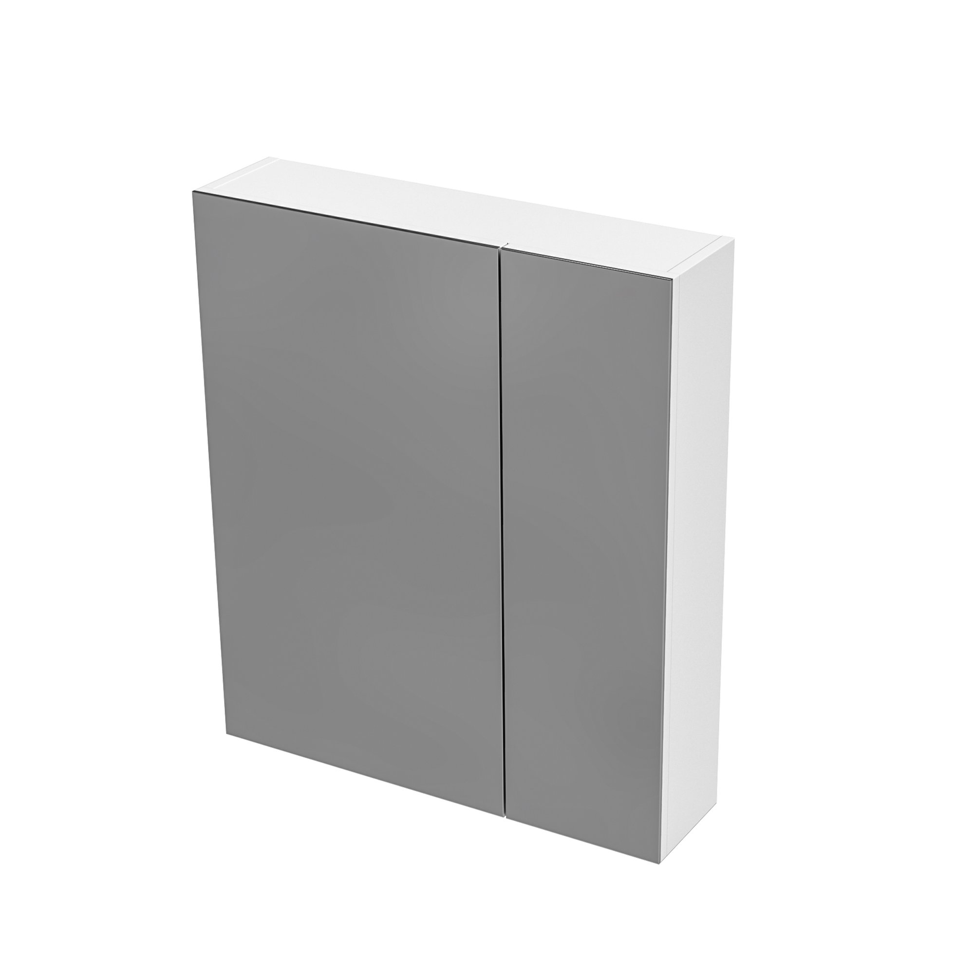 HAYAT SPIEGELKAST - 2 ASSYMETRISCHE, ENKELZIJDIGE SPIEGELDEUREN - 4 IN HOOGTE VERSTELBARE LEGPLANKEN - 60X70X15CM - GLANZEND WIT