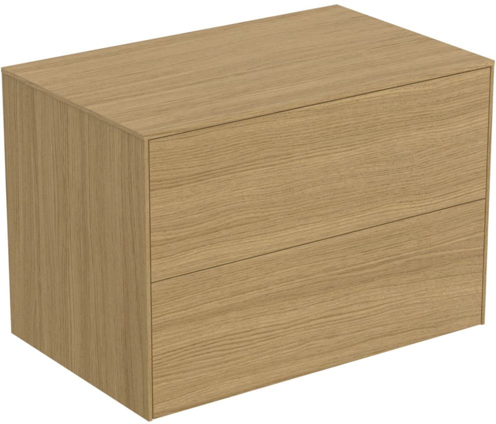 Ideal Standard Conca wastafelmeubel 800 x 500 x 550 mm, 2 laden. Inclusief afdekblad zonder uitsnijding, light oak