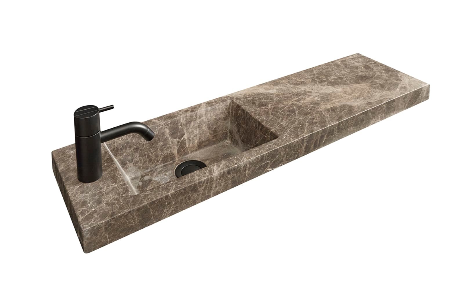 Detremmerie, Wastafel 6, No Limit 20, 1x waskom, marmer, 805 x 45 x 225mm (BxHxD), marmer mat emparador bruin