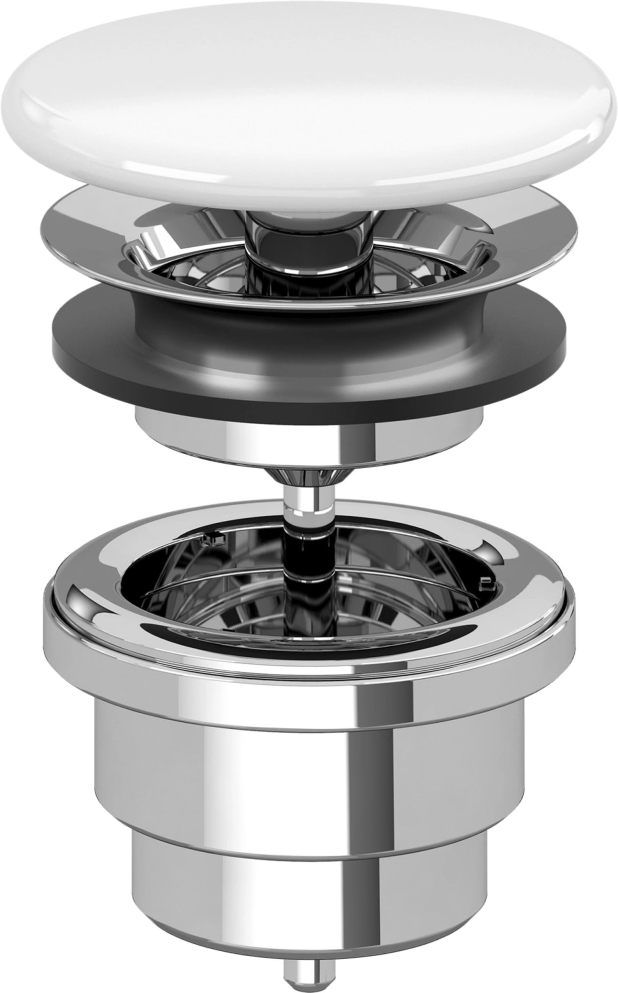 Villeroy & Boch, Niet-afsluitbaar ventiel, vlakke keramische afdekking van de afvoerplug, wit alpine (1200944091)