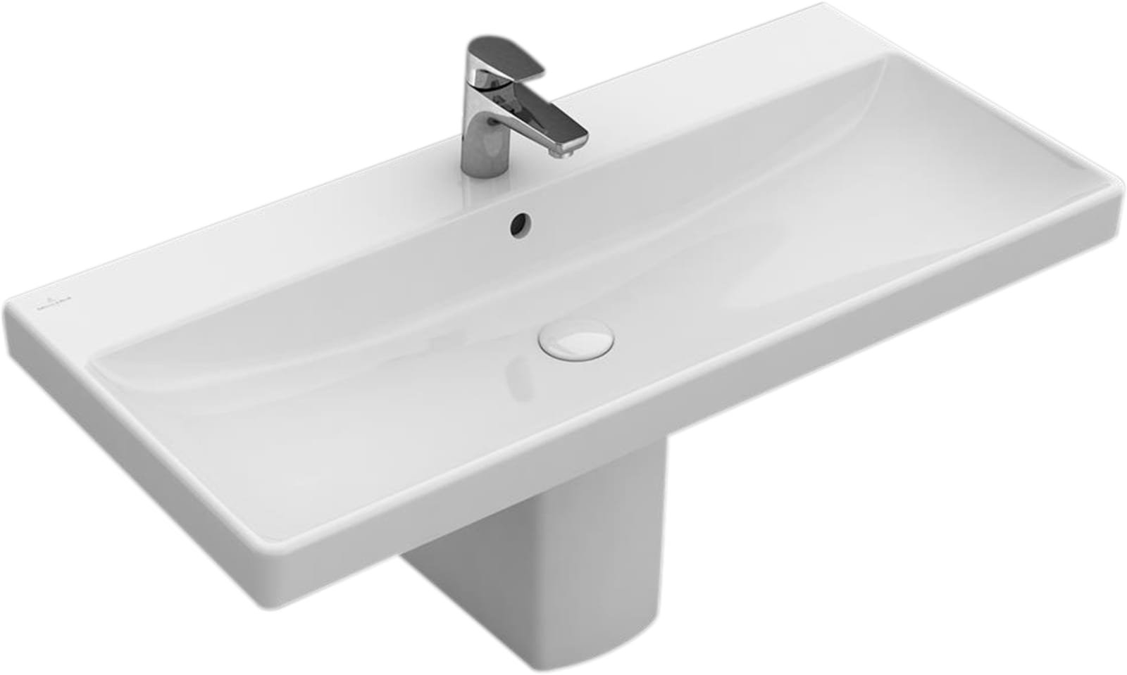 Villeroy & Boch Avento meubelwastafel 1000 voor 3-gats armatuur, middelste kraangat doorgestoken, met overloop, stone white C+