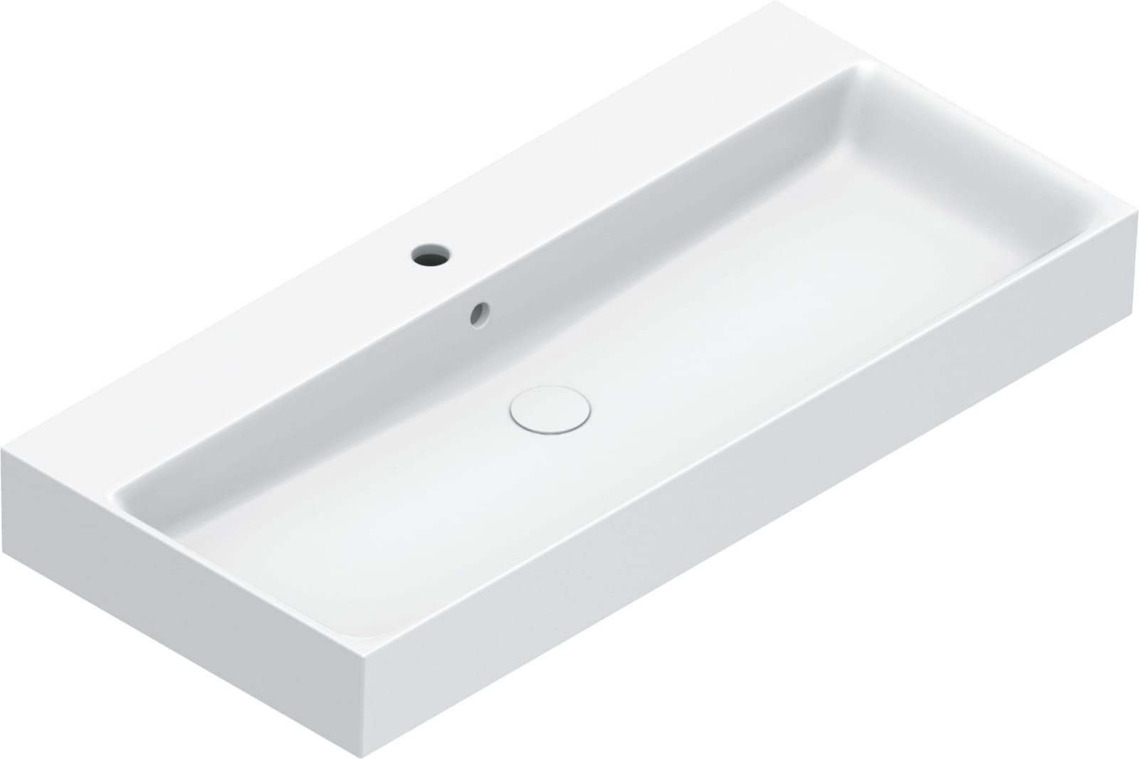 Catalano Premium wastafel. Antibacterieel, voorzien voor 5 kraangaten, overloop. 100x47 cm, h12 cm. Mat wit