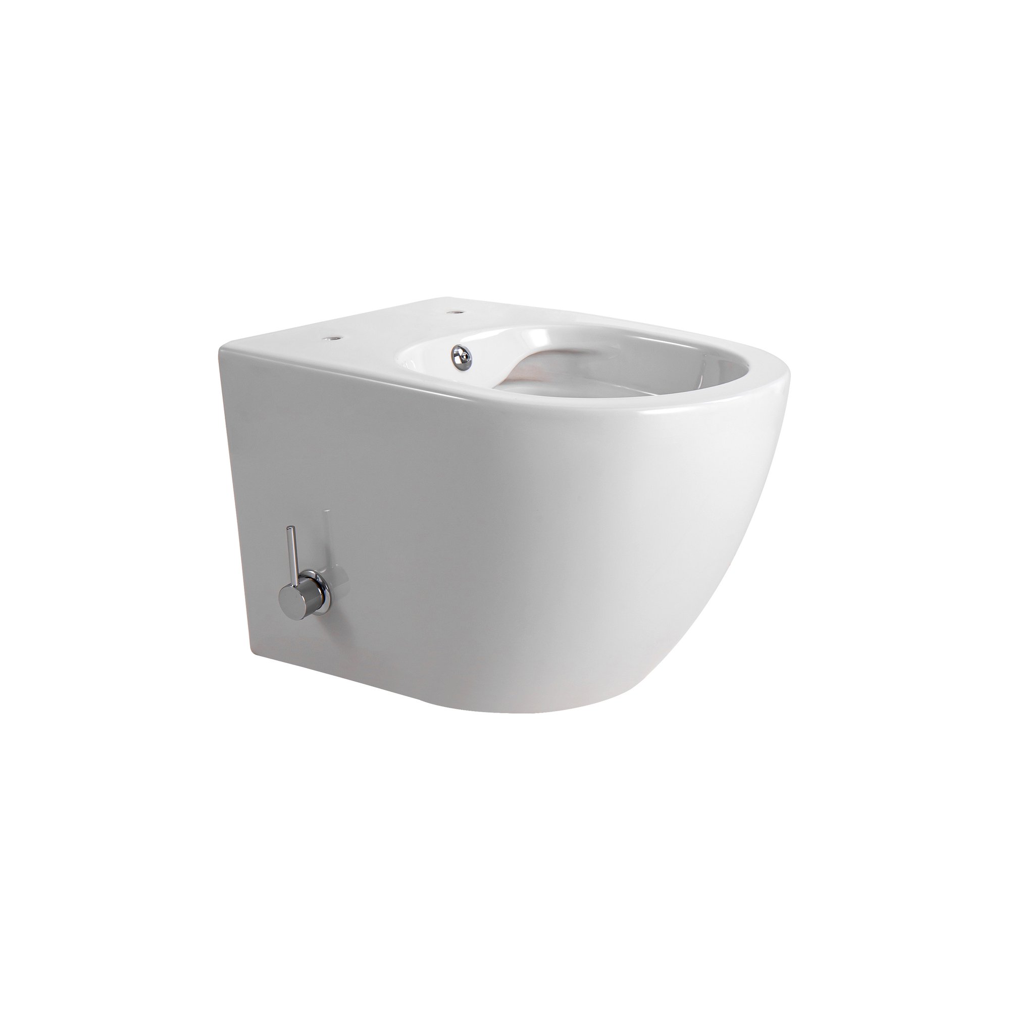 DARLO HANGTOILET MET BIDET - RANDLOOS - MET BIDETKRAAN KOUD EN WARM WATER - ZONDER ZITTING - COMPACT 49 CM - GLANZEND WIT