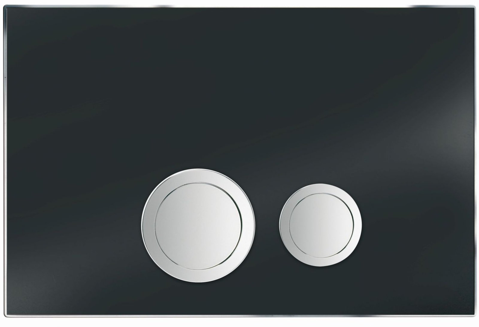 Rezi bedieningspaneel Design Glas, Helder Zwart, met druktoetsen in verchroomd messing