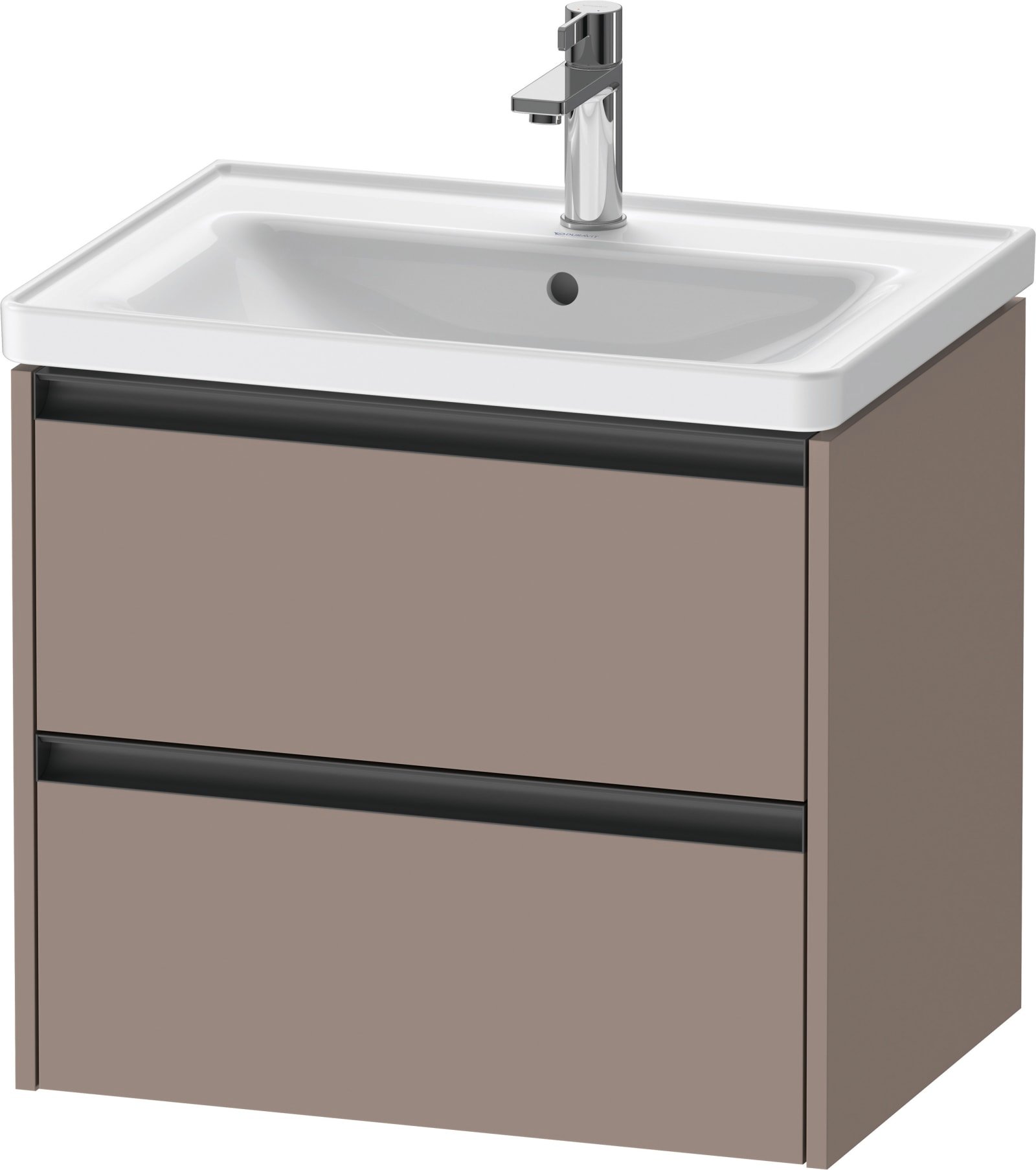 Duravit Ketho.2 Wastafelonderbouw hangend, Basalt Mat, rechthoekig, aantal kleine lades: 2 – K25282043430000