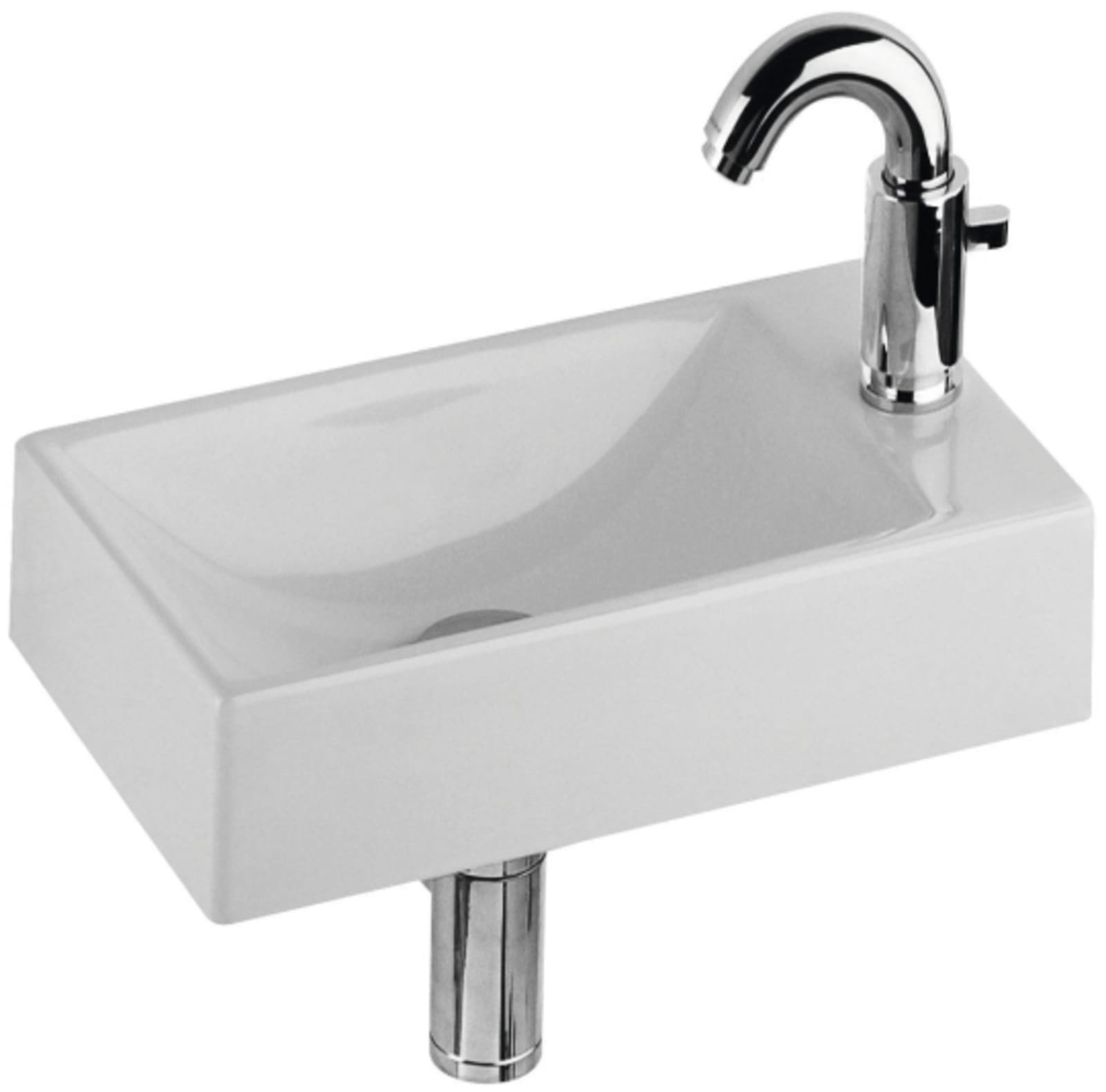 Geberit Diedro keramische fontein, kraangat rechts, zonder overloop, 400x230mm, wit