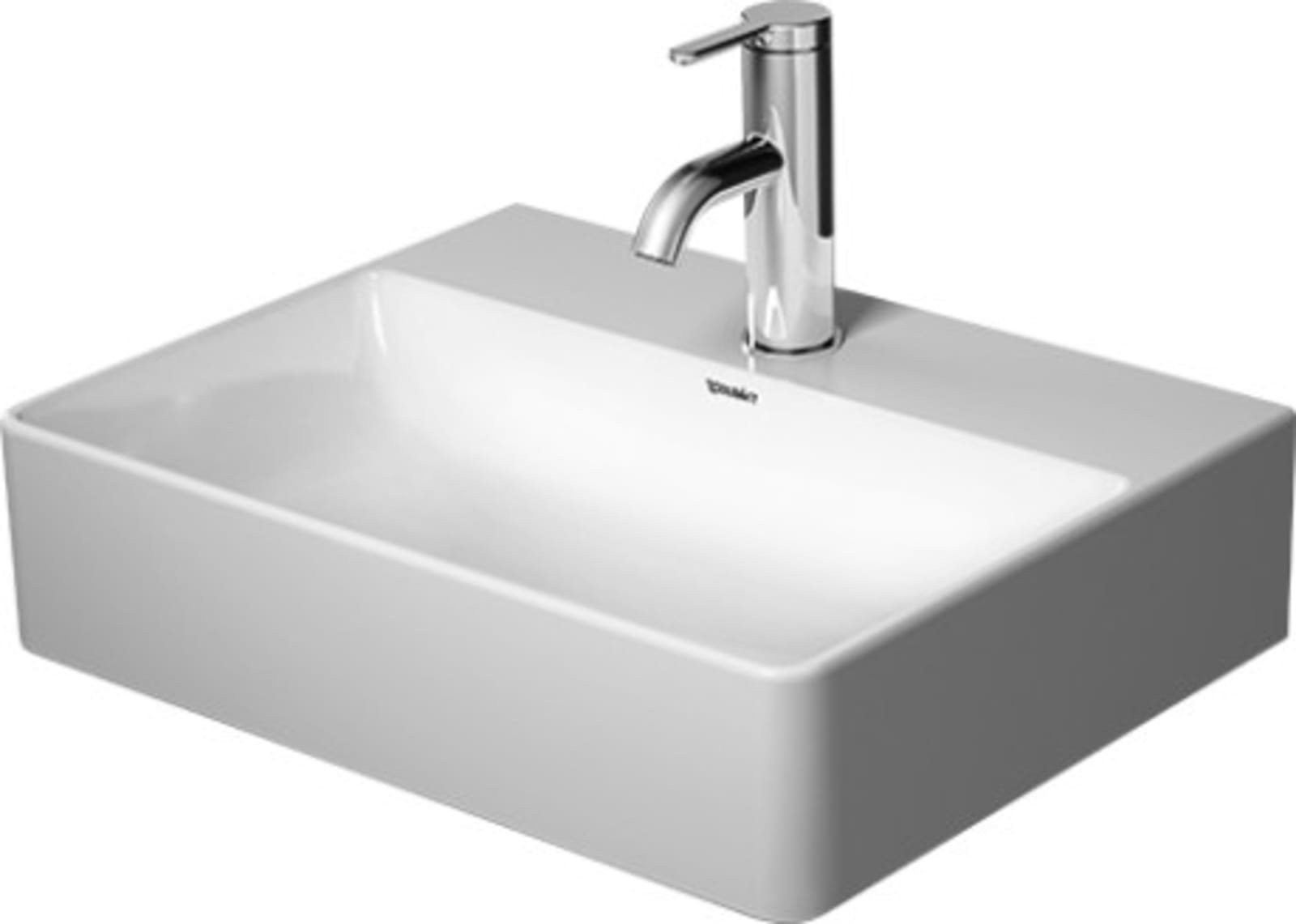 Duravit DuraSquare Fonteintje 450 mm Wit Hoogglans, kraanvlak, aantal kraangaten per wasplaats: 1 – 0732450041