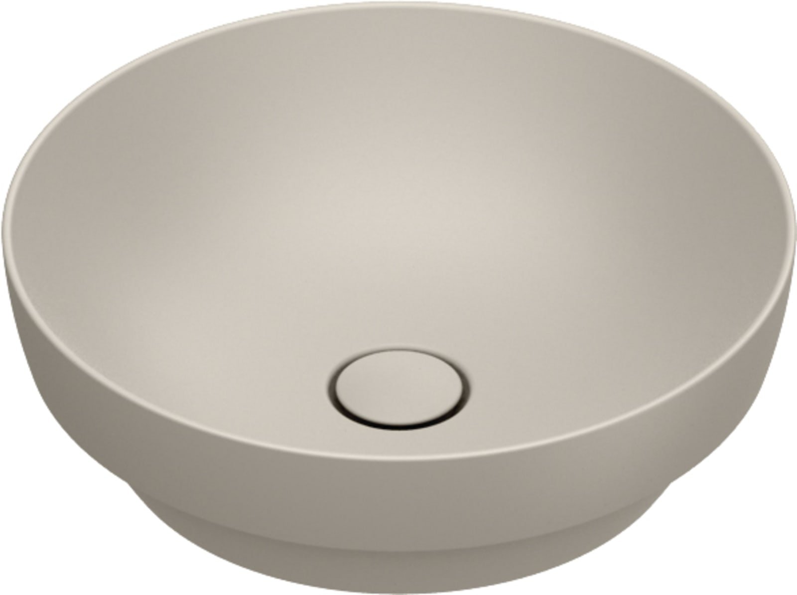 Catalano Sfera opzetwastafel, inbouw/onderbouw installatie. Antibacterieel, zonder overloop. 45 cm dia er. Mat sabbia
