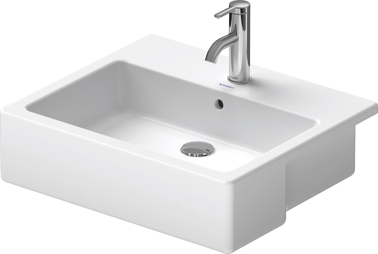Duravit Vero Halfinbouwwastafel 550 mm Wit Hoogglans, kraanvlak, aantal kraangaten per wasplaats: 1, overloop – 0314550000