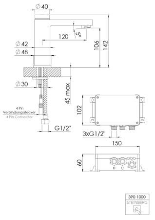 Steinberg serie 390 volledig elektronische wastafelmengkraan, chroom