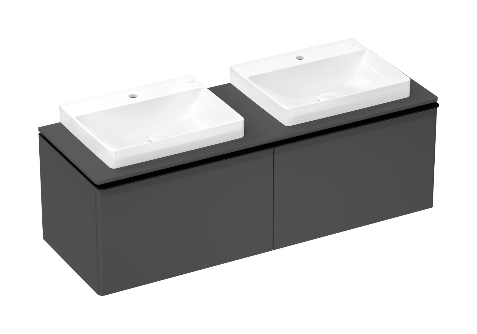 Hansgrohe Xelu Q meubel Diamond Matt Grey 1560/550 met 2 lades consoles met countertop inbouw wastafel geslepen (1200771397)