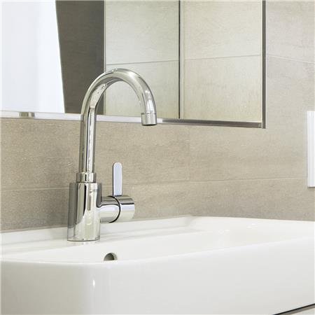 Grohe Eurosmart Cosmopolitan, Wastafelmengkraan, L-size, trekwaste, eengreeps, 1-gats, 301mm hoogte, 153mm uitloop, draai, chroom