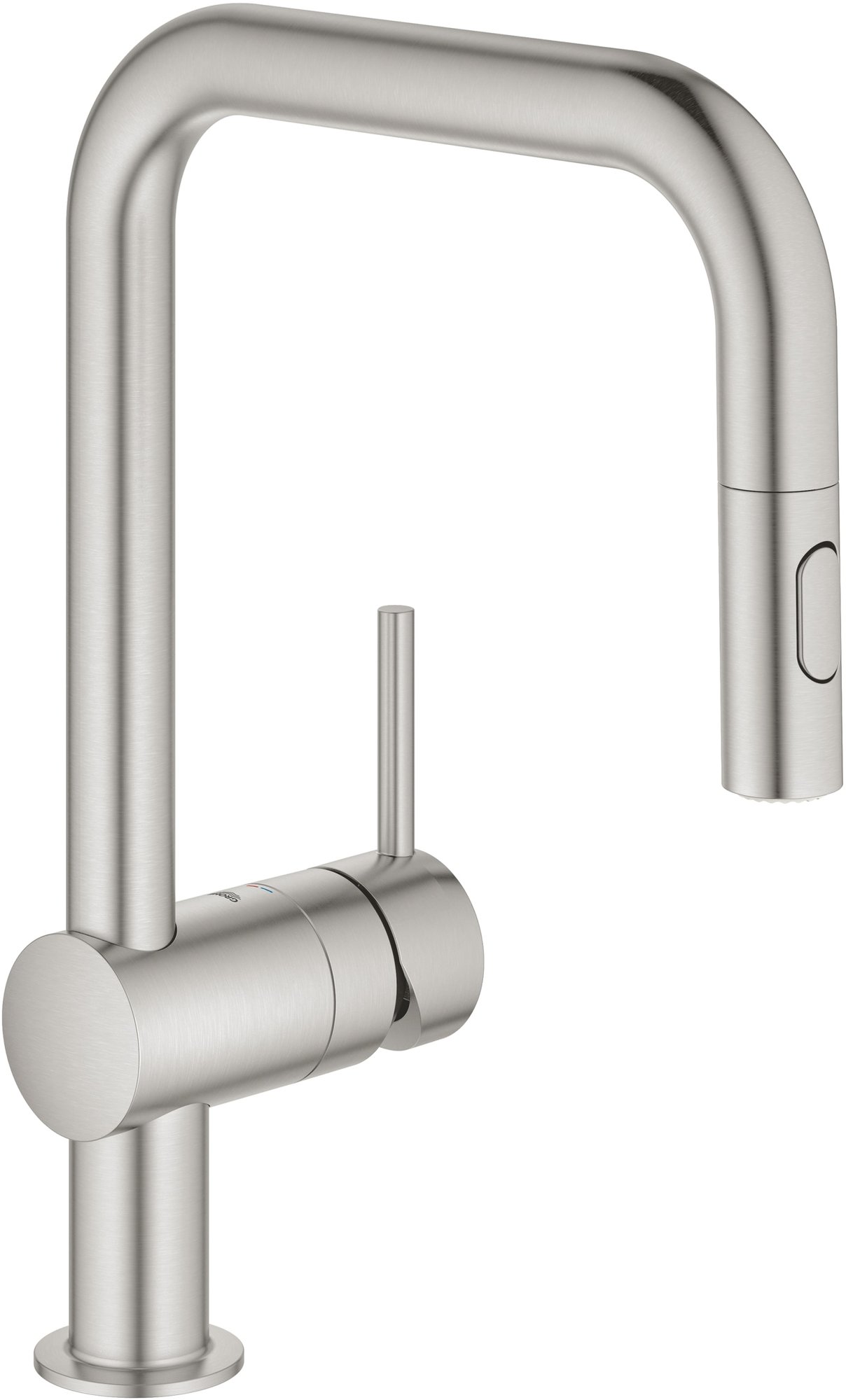 Grohe Minta, Keukenmengkraan, eengreeps, Dual Spray uittrekbaar, 354mm hoogte, 218mm voorsprong U-uitloop, draaibaar, supersteel