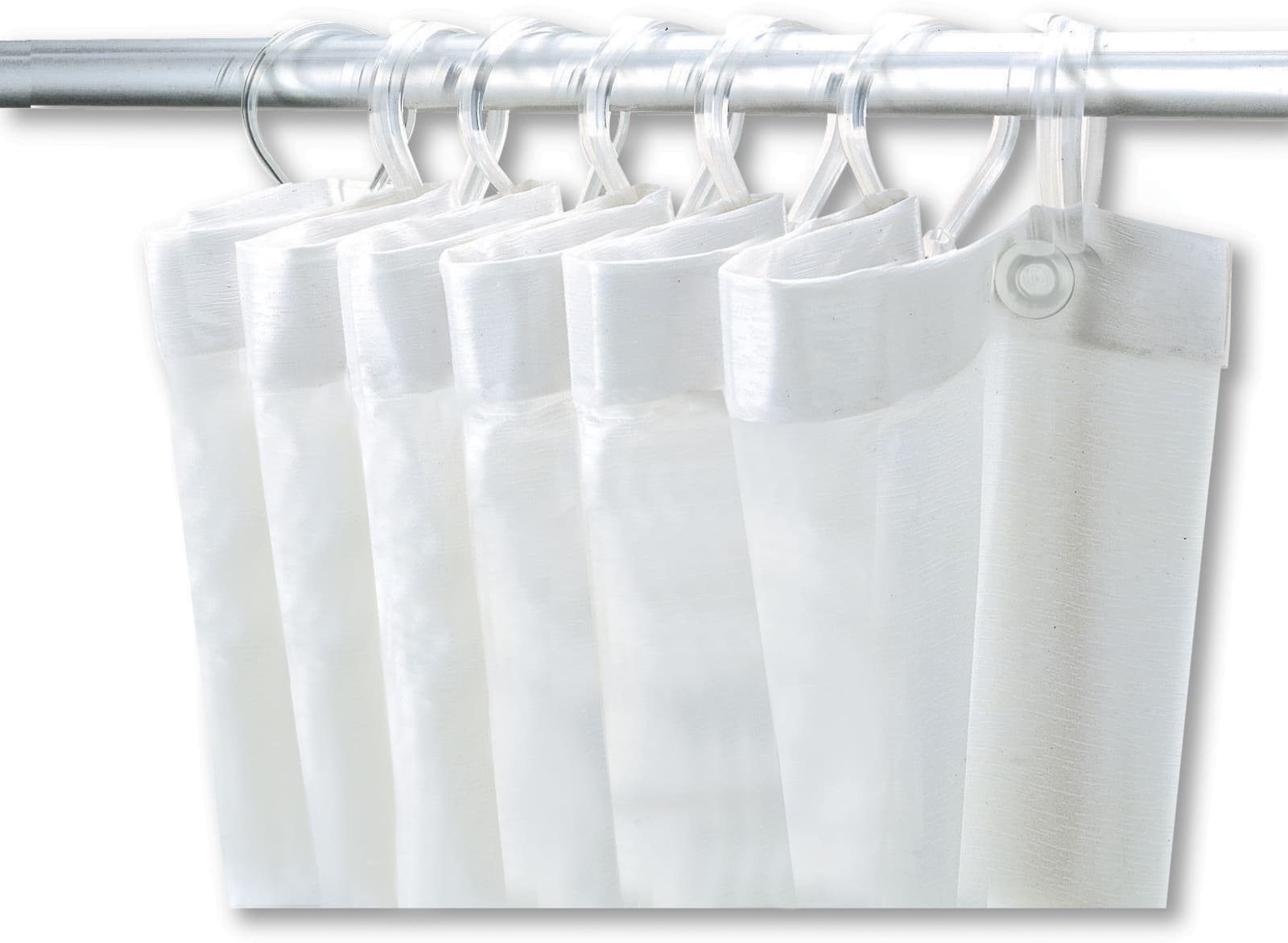 Delabie douchegordijn 1200x1800mm met 8 gordijnringen, pvc wit