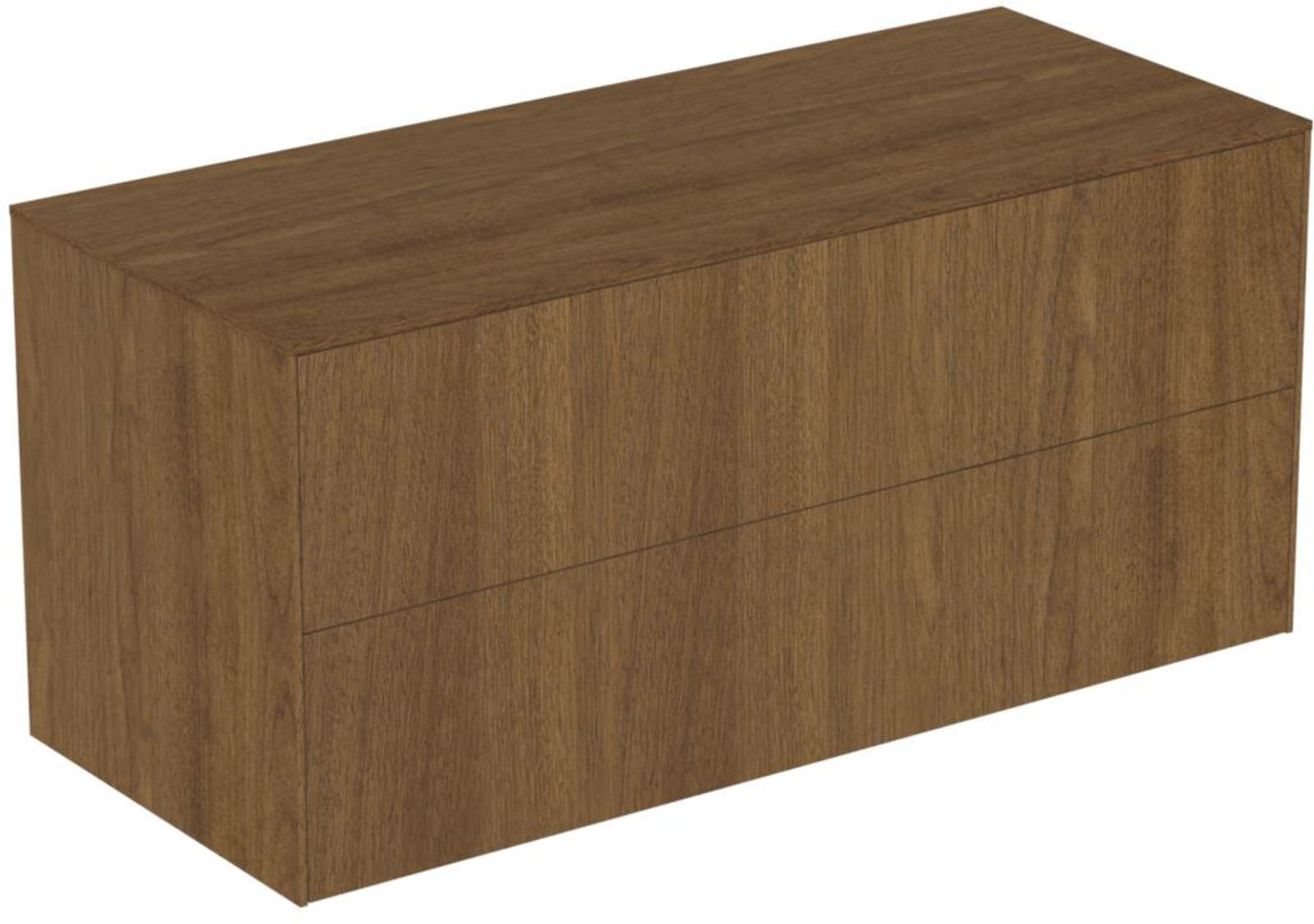 Ideal Standard Conca wastafelmeubel 1200 x 500 x 550 mm, 2 laden. Inclusief afdekblad zonder uitsnijding, dark walnut