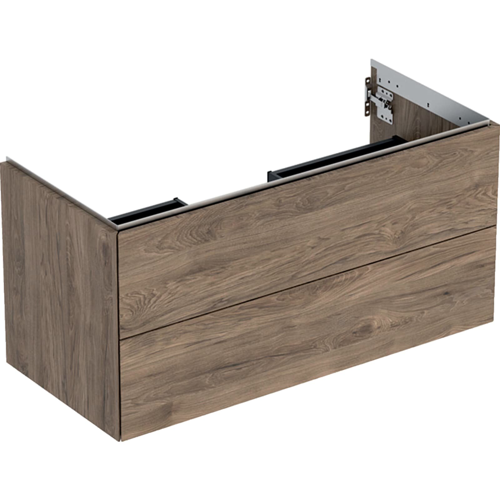 Geberit ONE wastafel onderkast twee laden 105cm noten hickory
