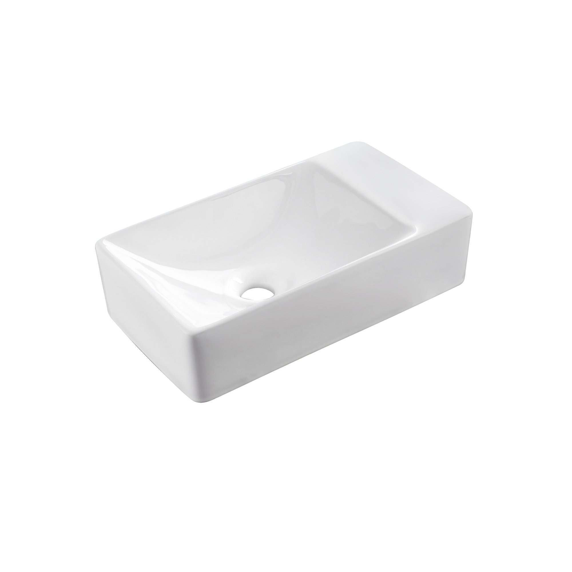 ALONI SENSI FONTEIN - RECHTS - ZONDER OVERLOOP - ZONDER KRAANGAT - KERAMIEK - 38X10X22CM - GLANZEND WIT