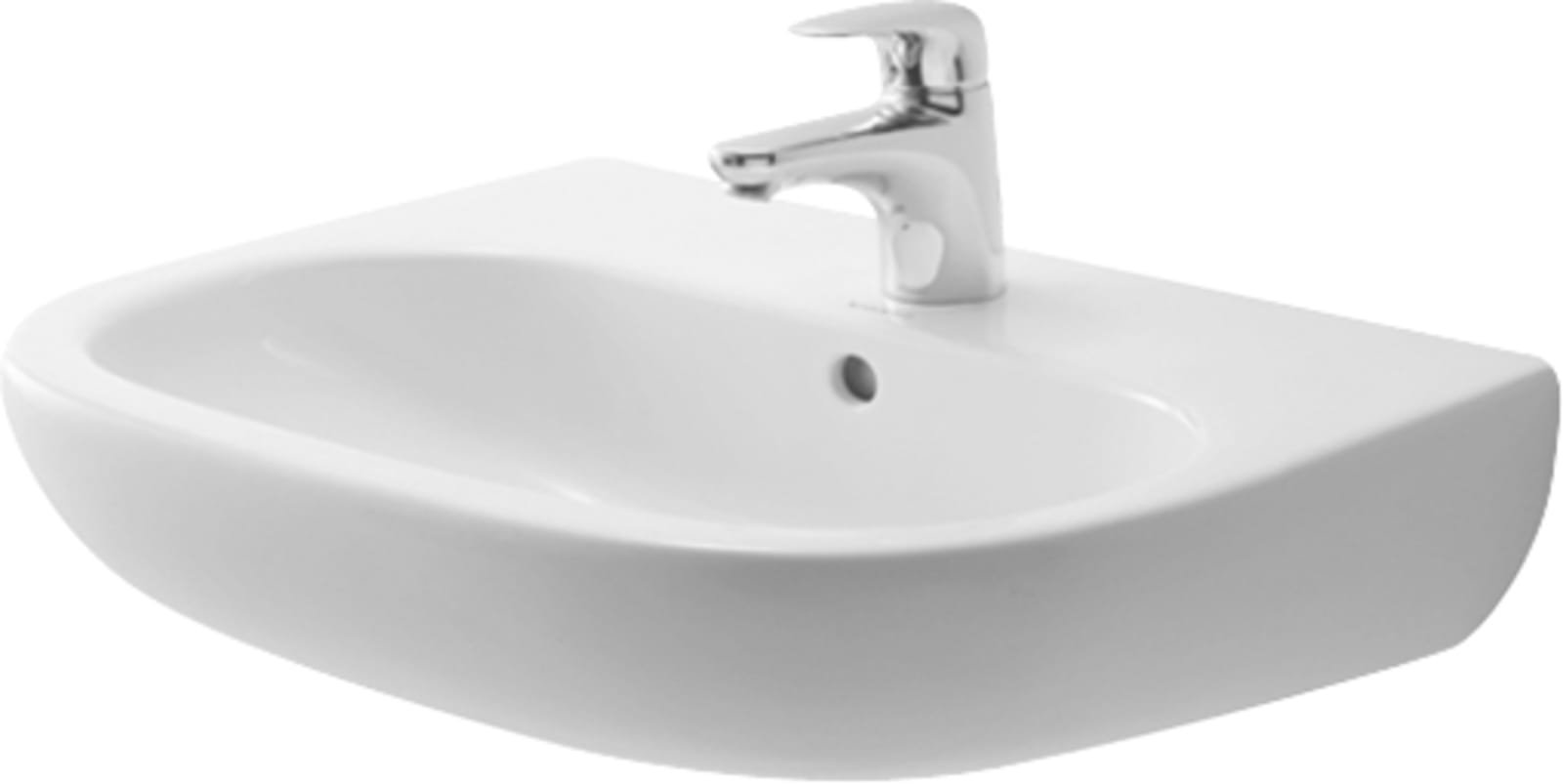 Duravit wastafel 55cm met overloop onderzijde geglazuurd, 1 kraangat doorgestoken wit (1000384776)