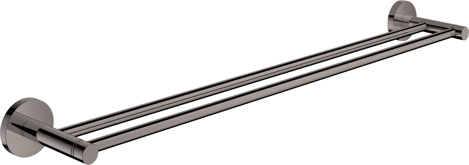 Grohe Essentials, Handdoekhouder, rond, wand, 2x stang, 2-gats, 600mm functioneel, hard graphite