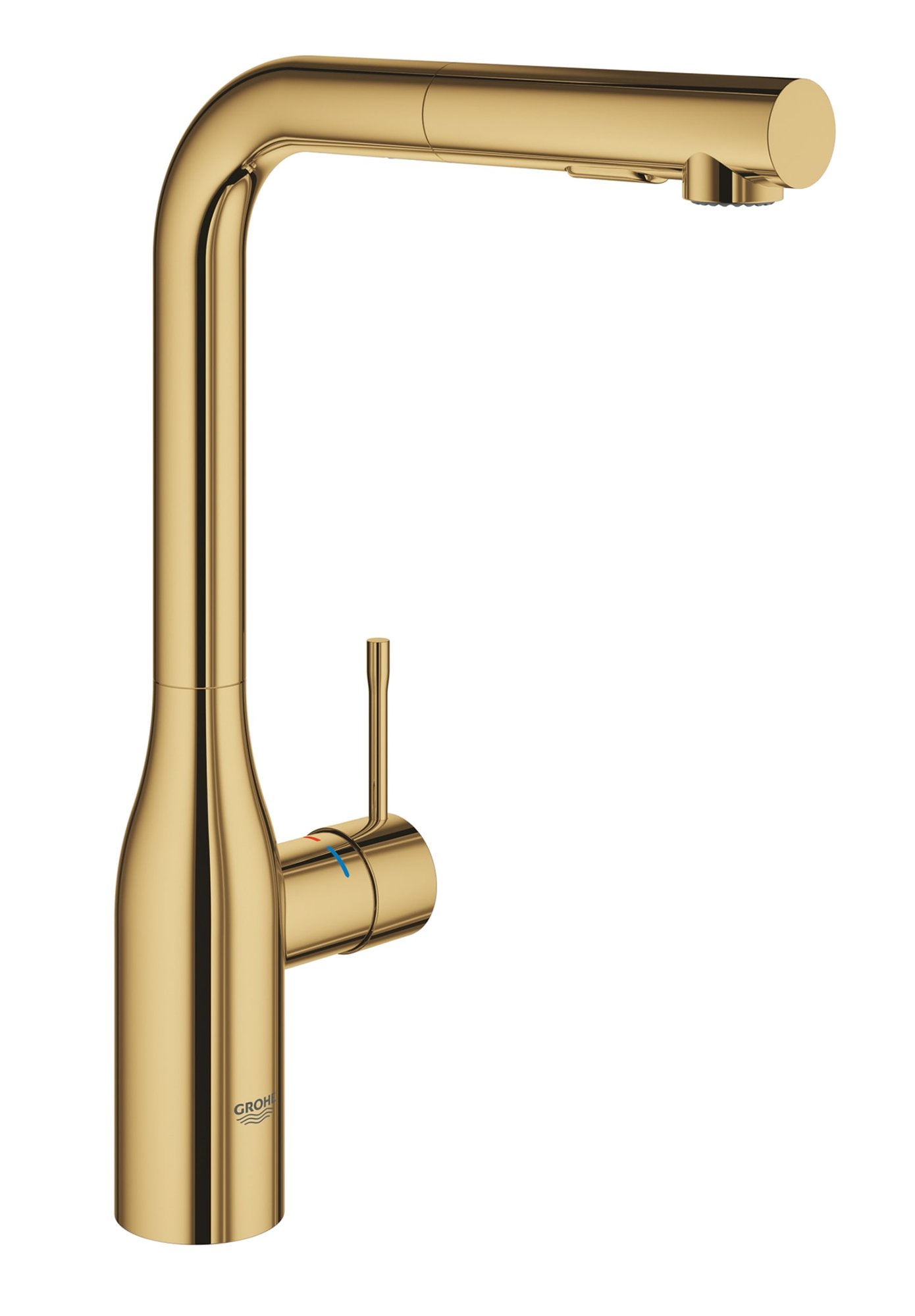 Grohe Essence New, Keukenmengkraan, eengreeps, Dual Spray uittrekbaar, 348mm hoogte, 204mm L-uitloop hoog, draaibaar, cool sunrise