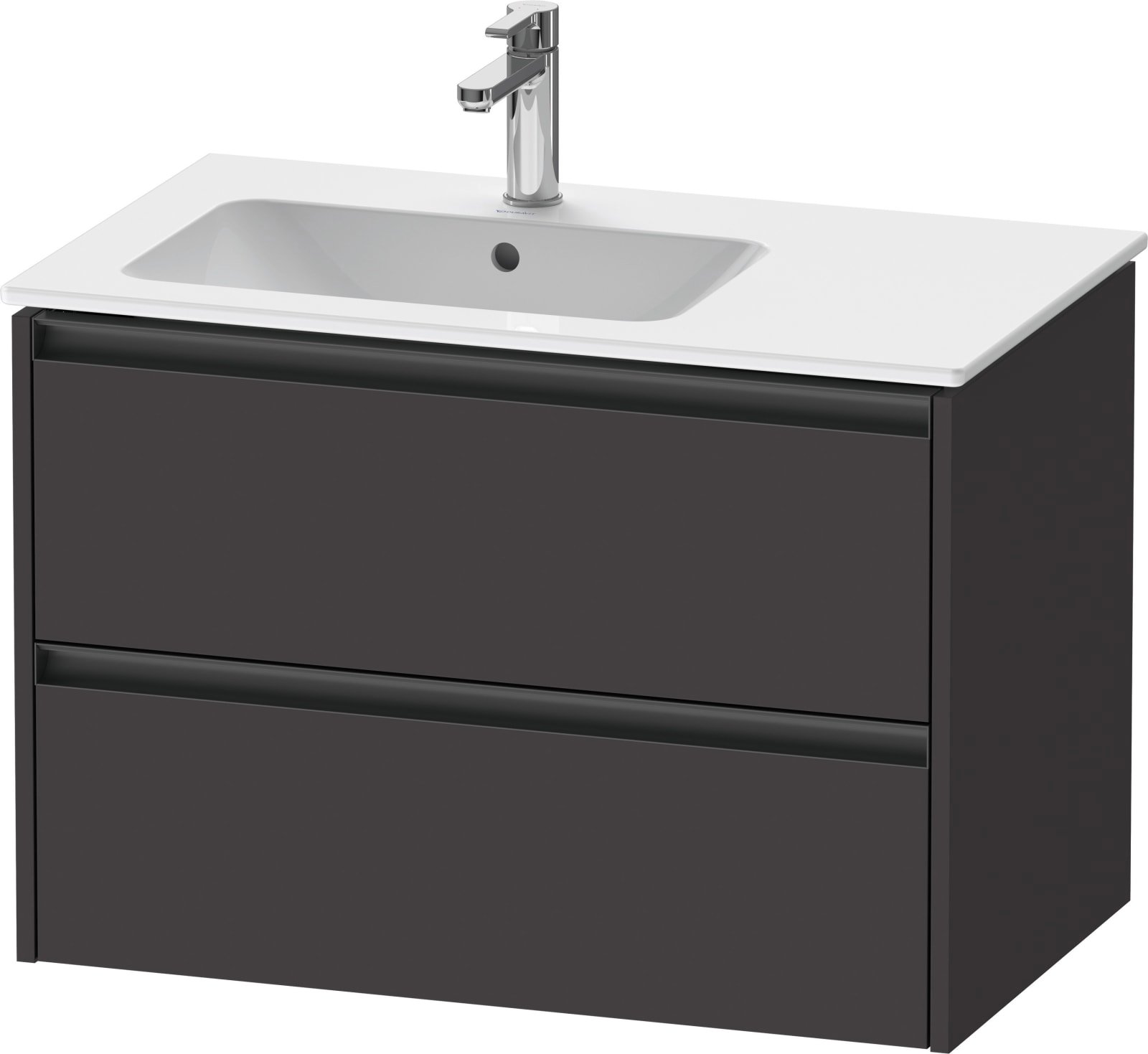 Duravit Ketho.2 Wastafelonderbouw hangend, Grafiet Supermat, rechthoekig, aantal kleine lades: 2 – K25267080800000