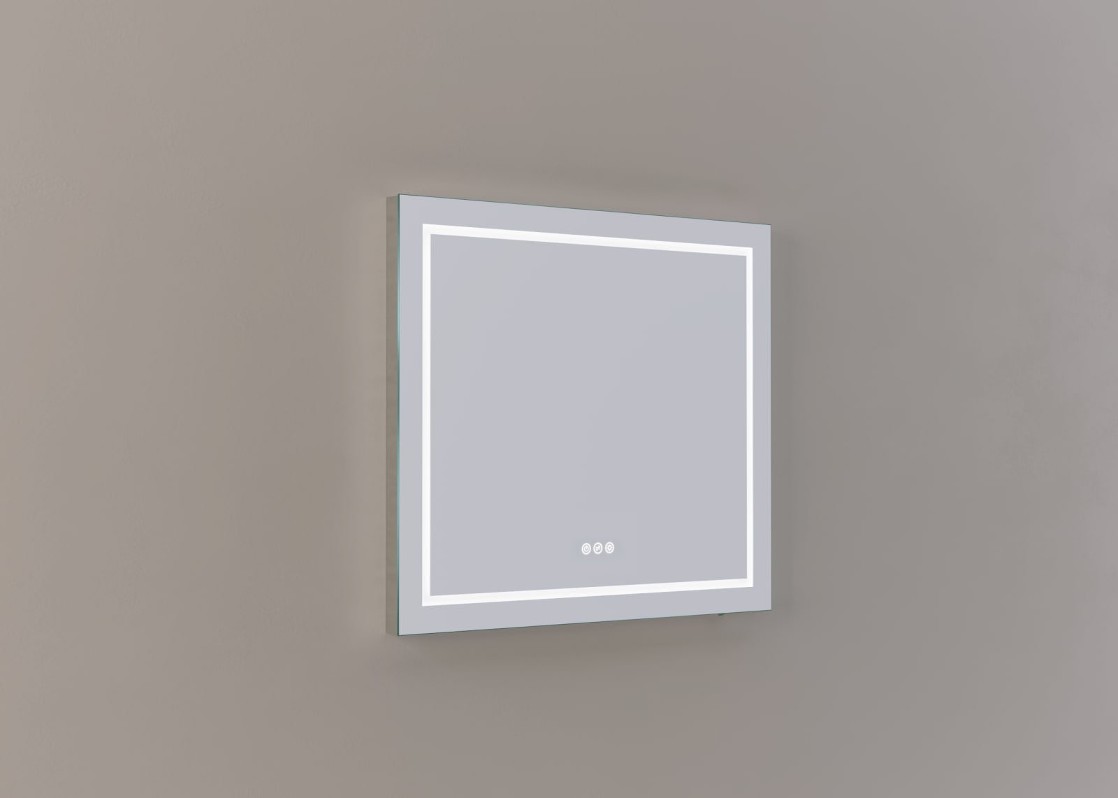 Blue Label Mette spiegel Inga, rechthoek 80x70cm. Geëtst kader rondom m/ dir LED, kleurwis, dimfunctie, memory, touchbed, aluminium