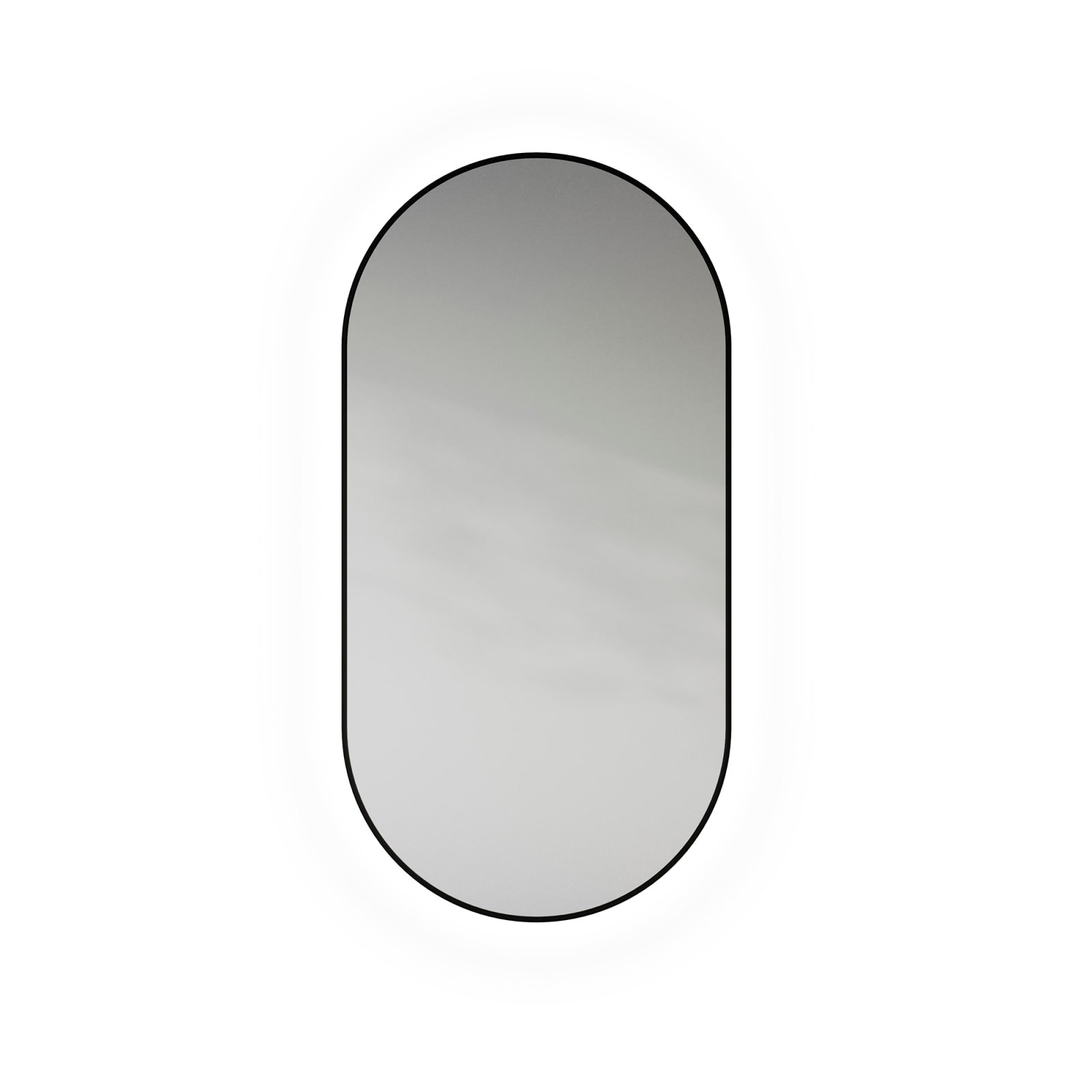Looox Black Line spiegel ovaal, lxbxh 40x4,5x80cm met indirect CCT-verlichting bediend dmv afstandbediening, met rand mat zwart