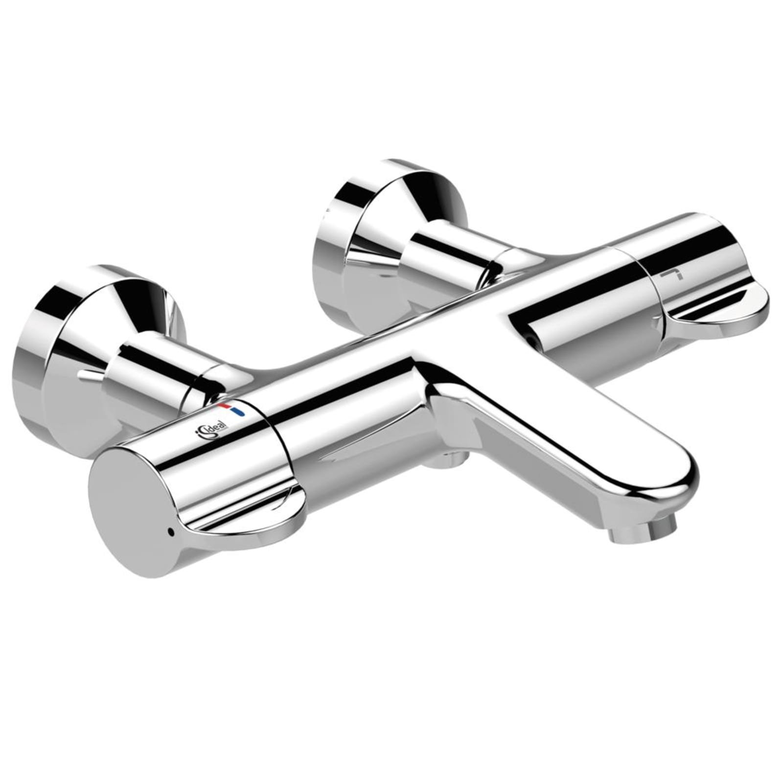 Ideal Standard Ceraplus 2, Badmengkraan, wand, tweegreeps, 2-gats, 1/2", omstelinrichting, met koppelingen, chroom