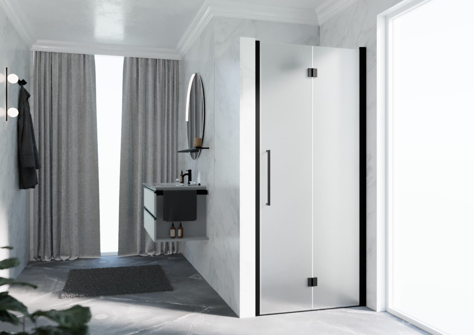 YOUNG 1BS 72 RECHTS VERST.72-76CM SATIN GLAS ZWART