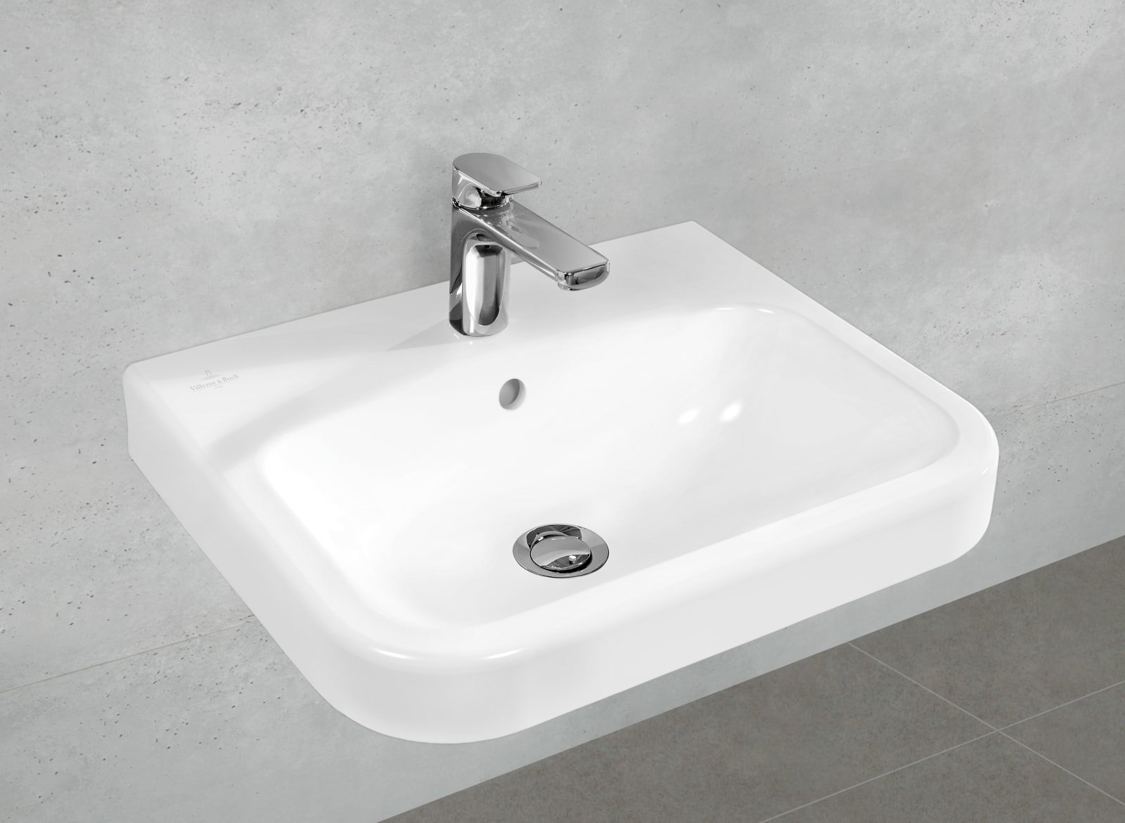 Villeroy & Boch, Architectura wastafel hoekig, geschikt voor 3-gats armatuur, 550x470 middelste kraangat doorgestoken