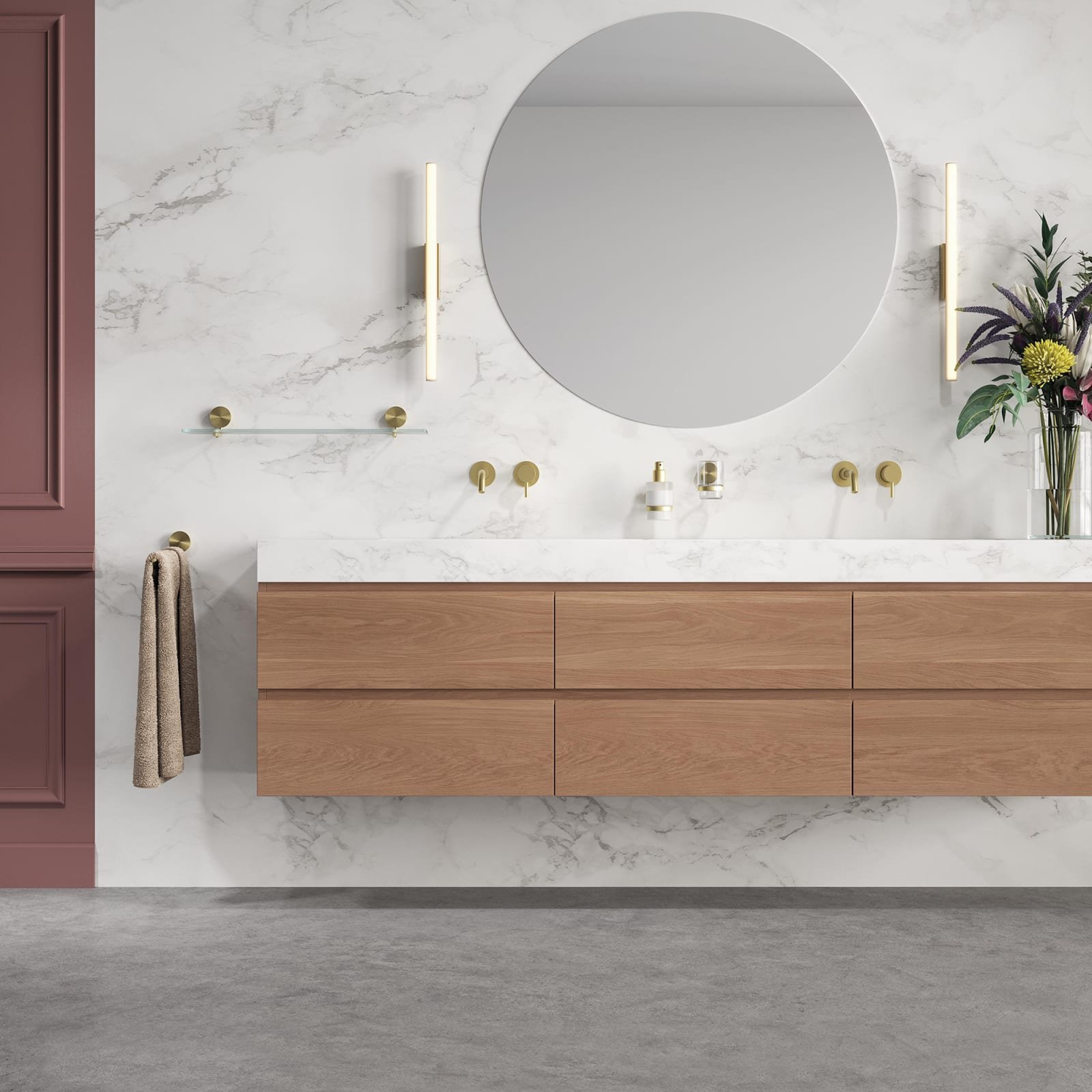 Geesa Opal handdoekrek 1 arm, goud geborsteld