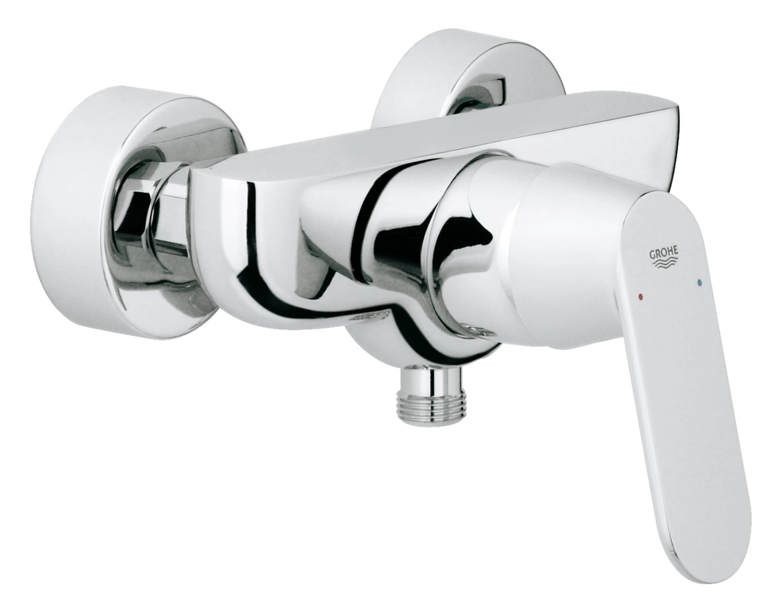 Grohe Eurosmart Cosmopolitan, Douchemengkraan, wand, eengreeps, 2-gats, cartouche keramisch, 150mm hart, met koppelingen, chroom