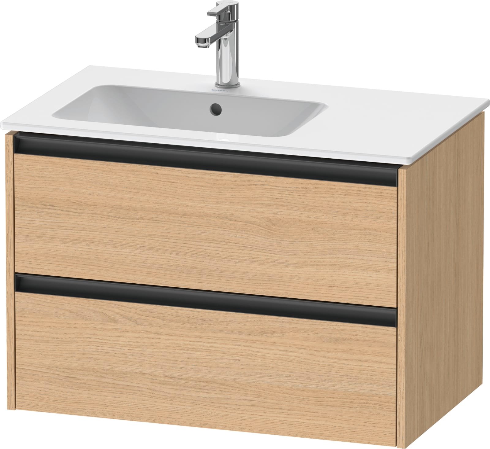 Duravit Ketho.2 Wastafelonderbouw hangend, Natuur eiken Mat, rechthoekig, aantal kleine lades: 2 – K25267030300000