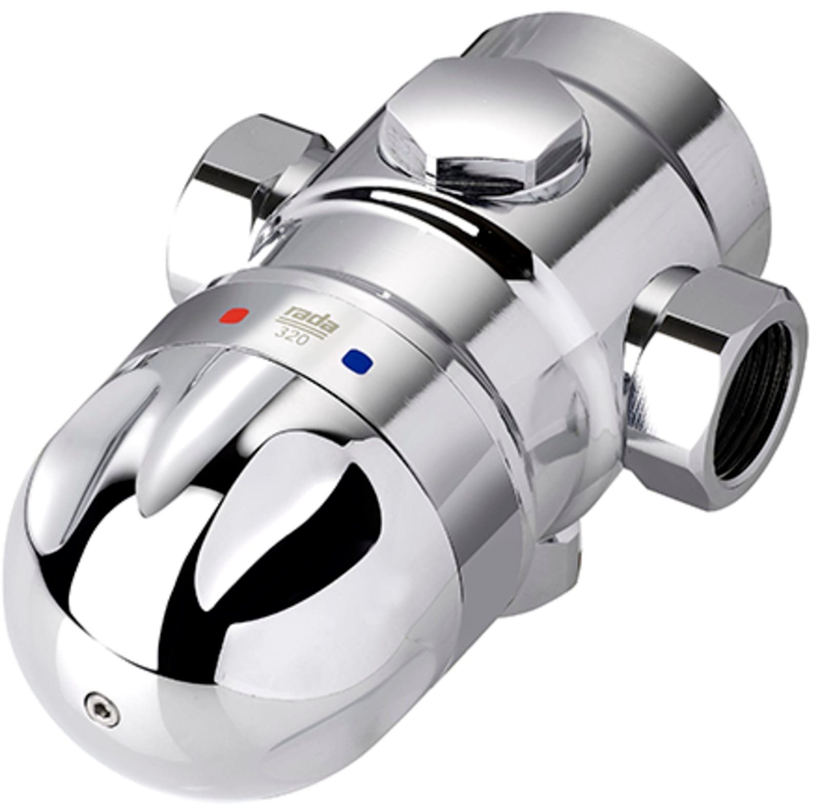 Rada thermostatisch mengapparaat, type 320 F, voor opbouw leidingwerk, 1" binnendraad, zonder keerkleppen en vuilfilters