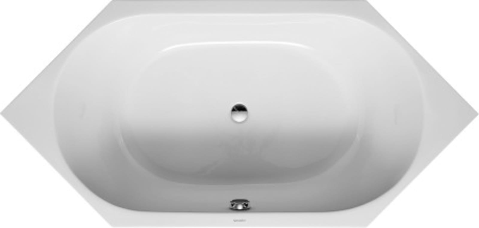 Duravit D-Code bad basismodel zeshoek 190x90, inbouwversie, met 2 comfortabele rugsteunen