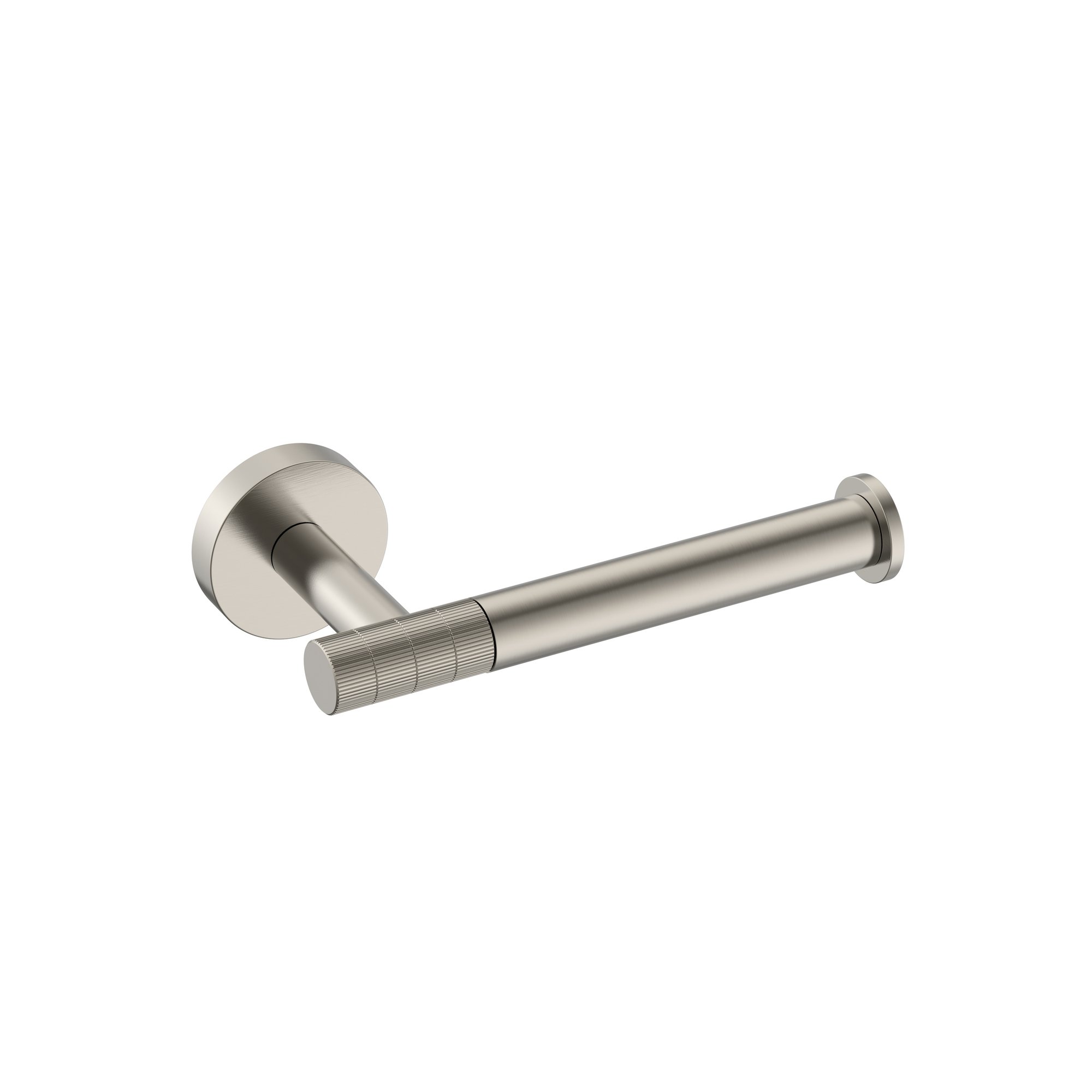 STRIA TOILETROLHOUDER MET VASTE ARM - AFWERKING MET RIBBELSTRUCTUUR - GEBORSTELD RVS