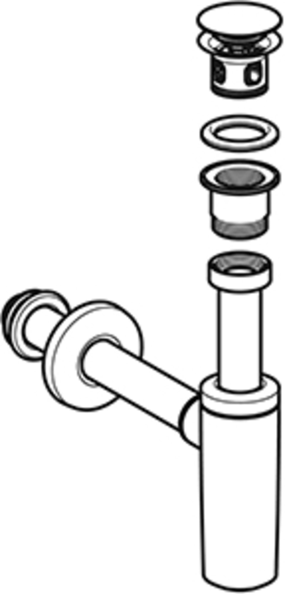 Geberit wasbakafvoer met sifon, drukbediening: d=32mm, G1 1/4": gl.chr