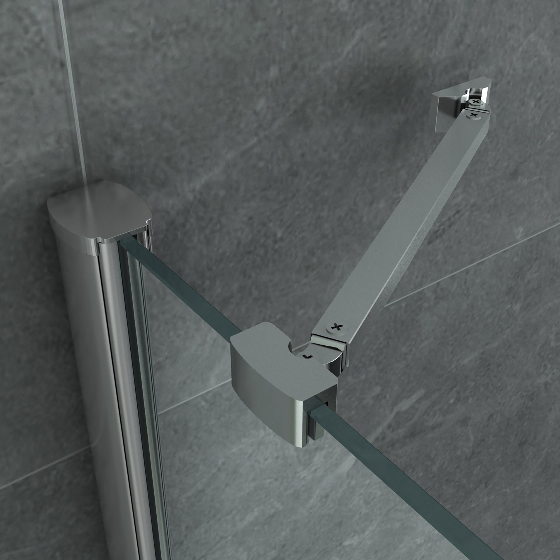 ALONI DOUCHECABINE - U-OPSTELLING - 2 DRAAIDEUREN EN 2 ZIJWANDEN - 900 X 900 X 1950 MM - CHROOM - HELDER GLAS thumbnail 3