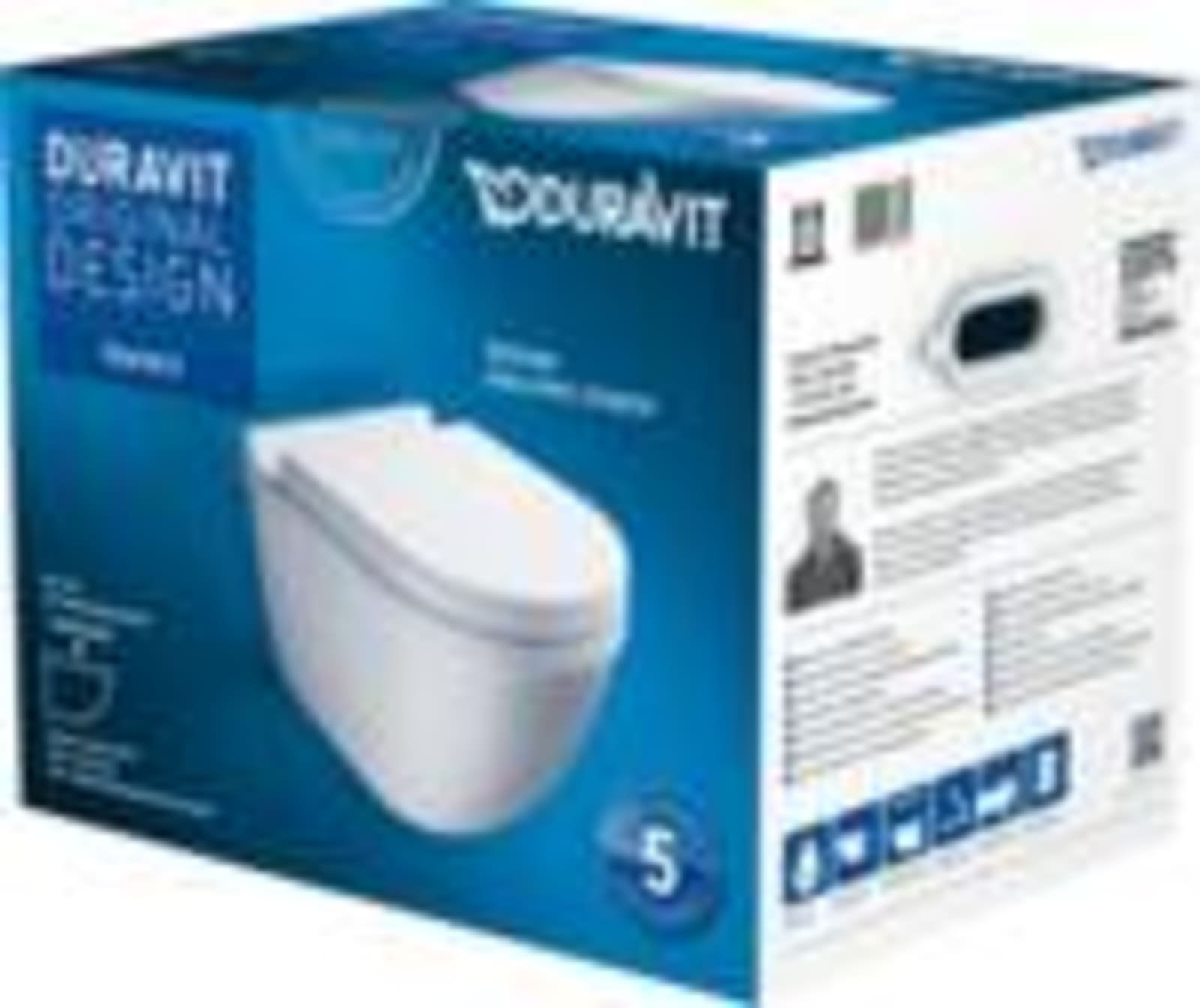 Duravit Starck 3, wandcloset closetcombinatie, diepspoel, zonder spoelrand, 360x540mm, glans wit, x12 (1200662644)