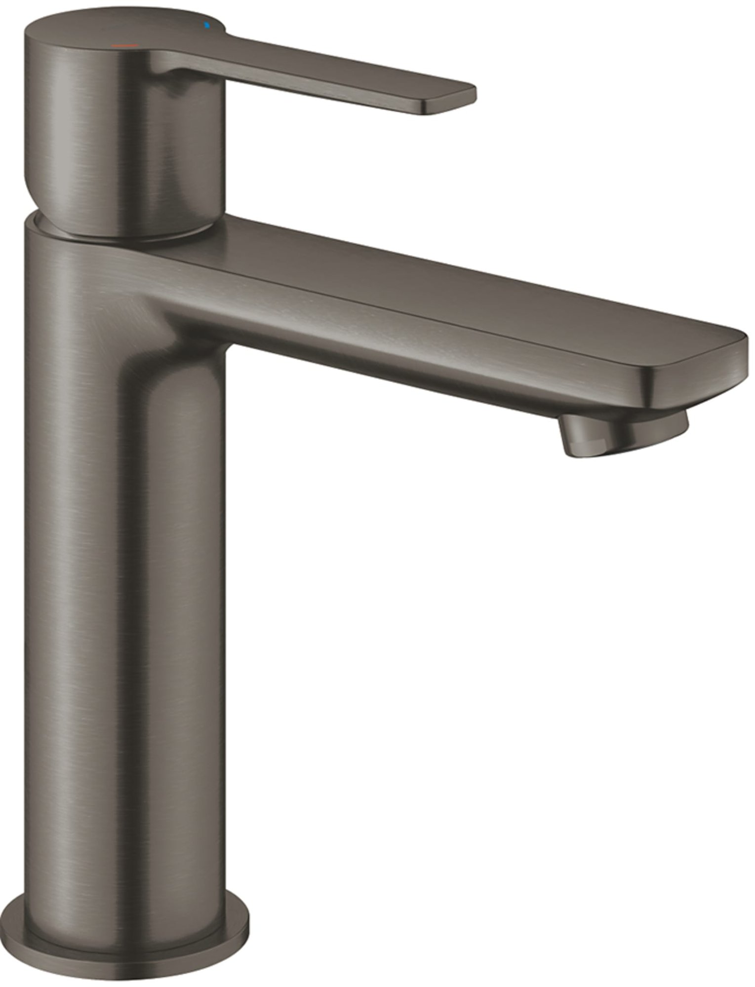 Grohe Lineare, Wastafelmengkraan, S-size, PO waste, eengreeps, 1-gats, 180mm hoogte, 128mm uitloop, vast, hard graphite geborsteld