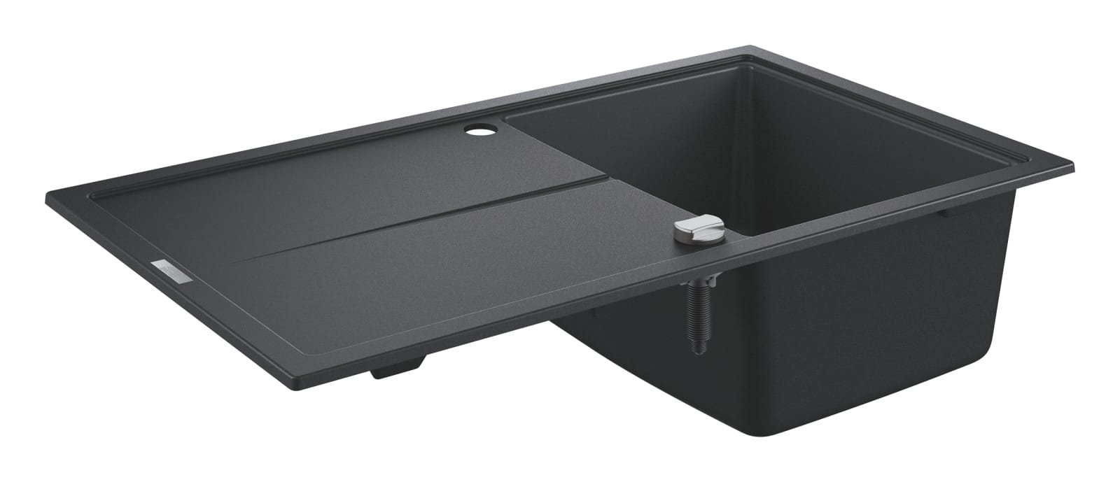 Grohe rechthoekige enkele spoelbak, bladmontage, opbouw, afvoerplug, vuilafstotend, waste, hxbxd 205x860x500mm